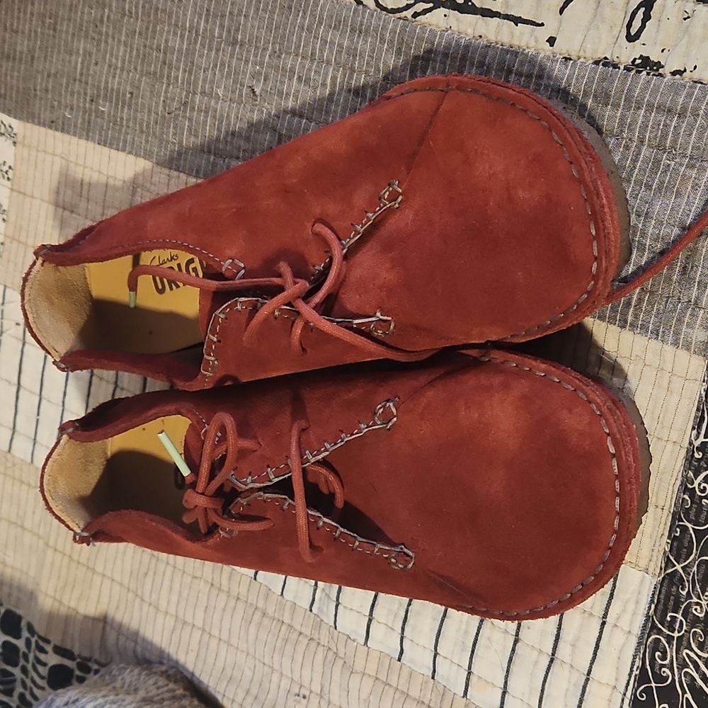 Clarks Red Suede Flats